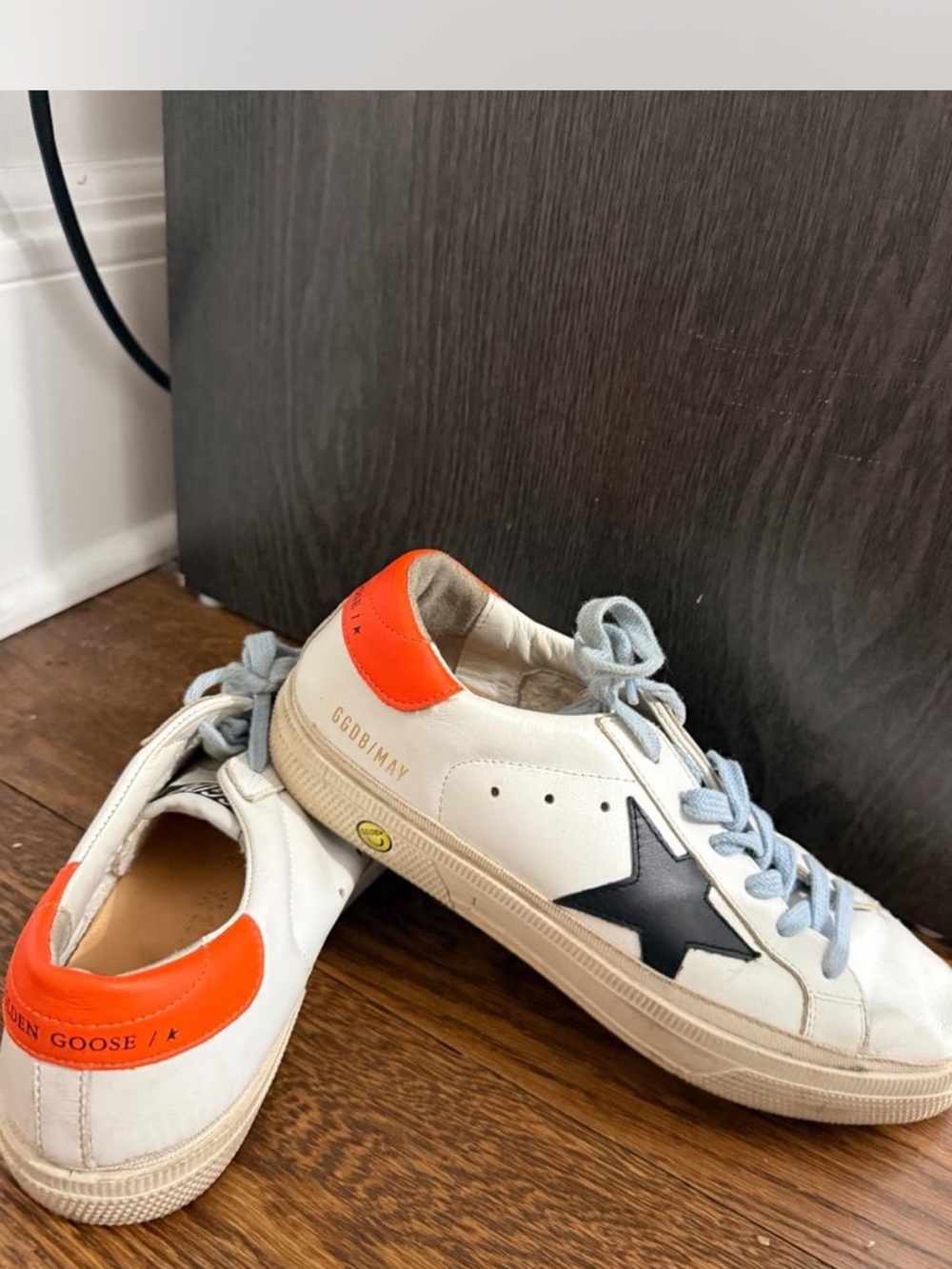 Golden Goose White Sneakers with Black Star & Orange Heel Tab